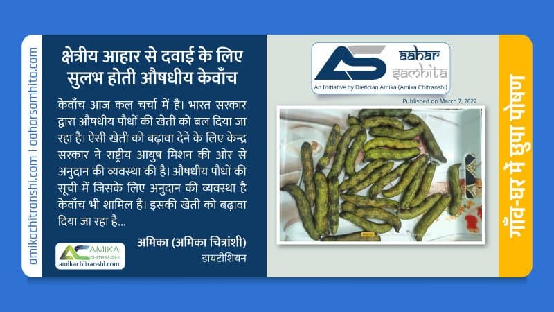 क्षेत्रीय आहार से दवाई के लिए सुलभ होती औषधीय केवाँच